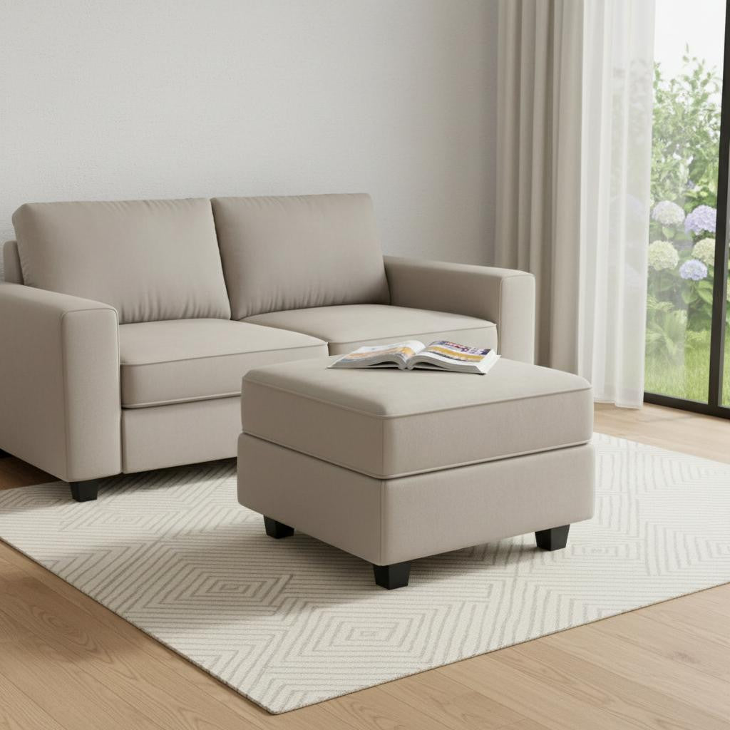26 Gray and Black Microfiber Storage Ottoman