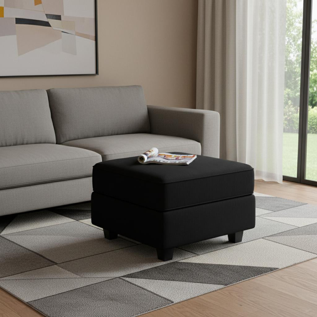 26 Black Microsuede Storage Ottoman