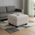 26 Beige and Black Velvet Tufted Storage Ottoman