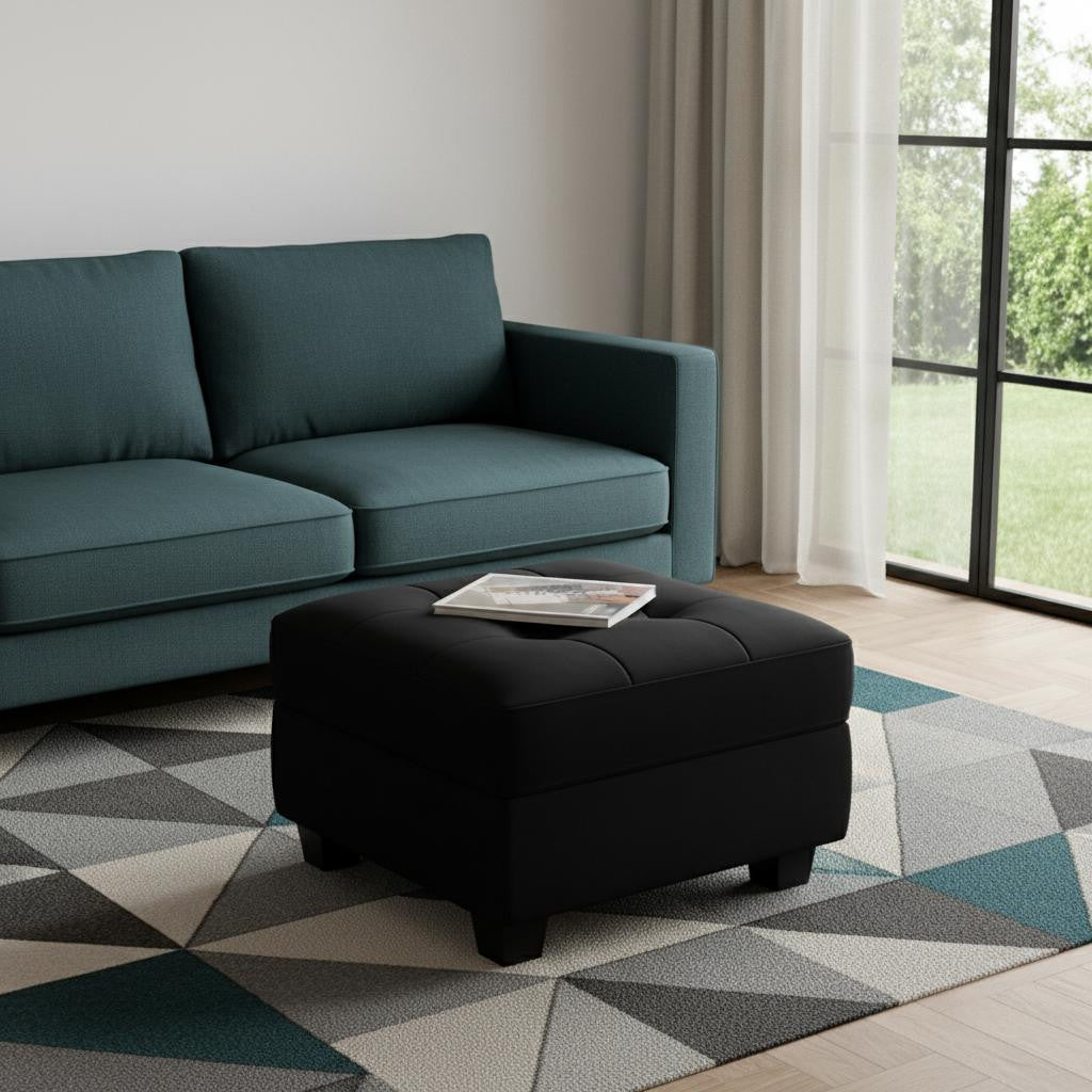 26 Black Velvet Tufted Storage Ottoman