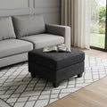 26 Gray and Black Chenille Storage Ottoman