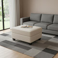 26 Beige and Black Chenille Storage Ottoman