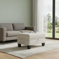 29 Beige and Black Chenille Storage Ottoman
