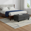 46 Gray and Black Chenille Storage Ottoman