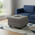 26 Light Gray and Black Polyester Blend Storage Ottoman