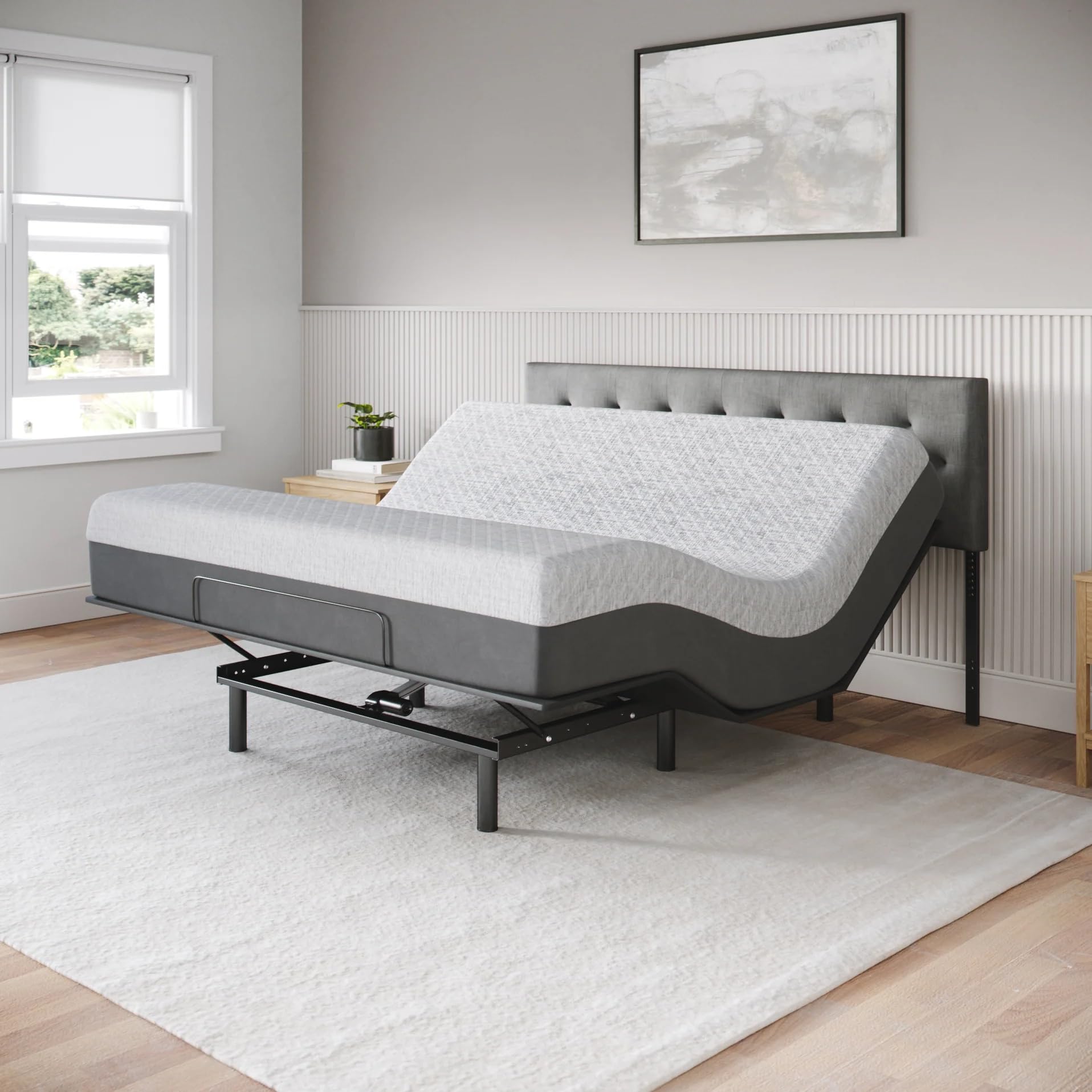 Celestial Sleep Aurora Adjustable Bed Base (Frame) + 10 inch Gel Memory Foam Mattress (Medium), Easy Assembly, Head and Foot Lif