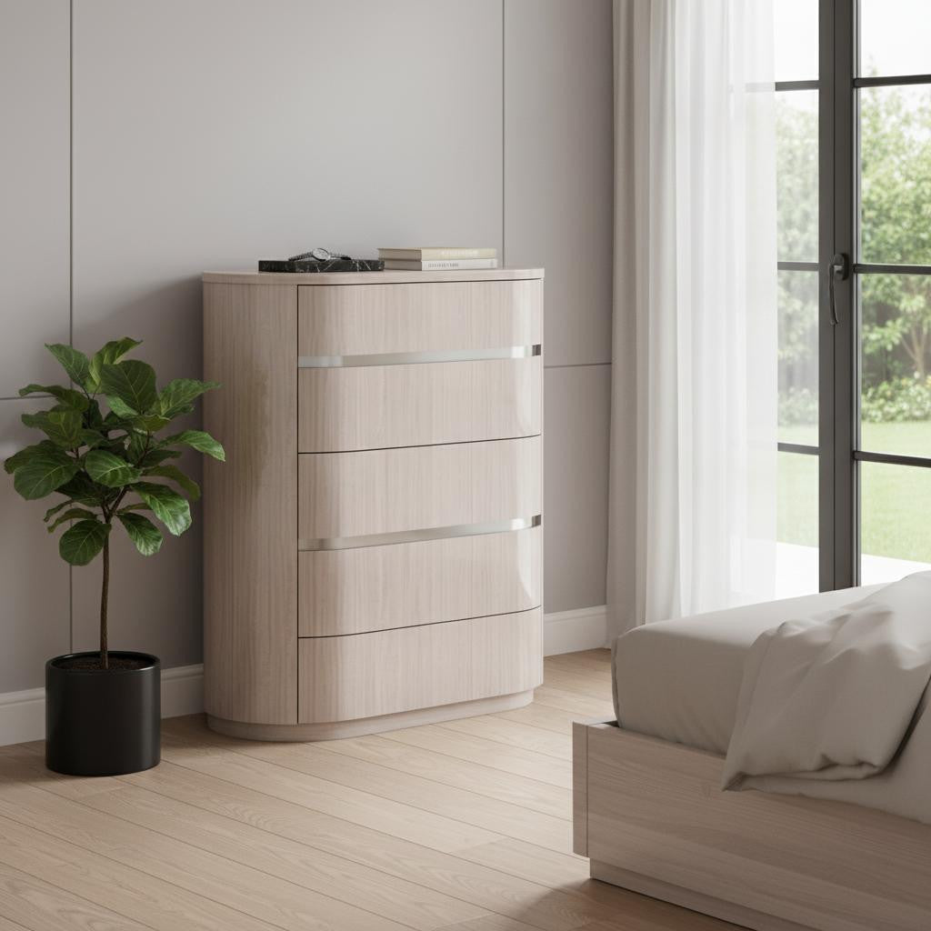 40 Beige Wood Four Drawer Dresser