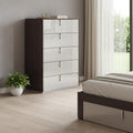 31 Chestnut And Light Gray Wood Five Drawer Dresser