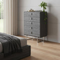 38 Gray Wood Five Drawer Dresser