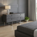 70 Gray Wood Four Drawer Double Dresser
