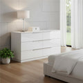 62 White Wood Six Drawer Double Dresser