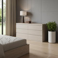 63 Oak Wood Six Drawer Double Dresser