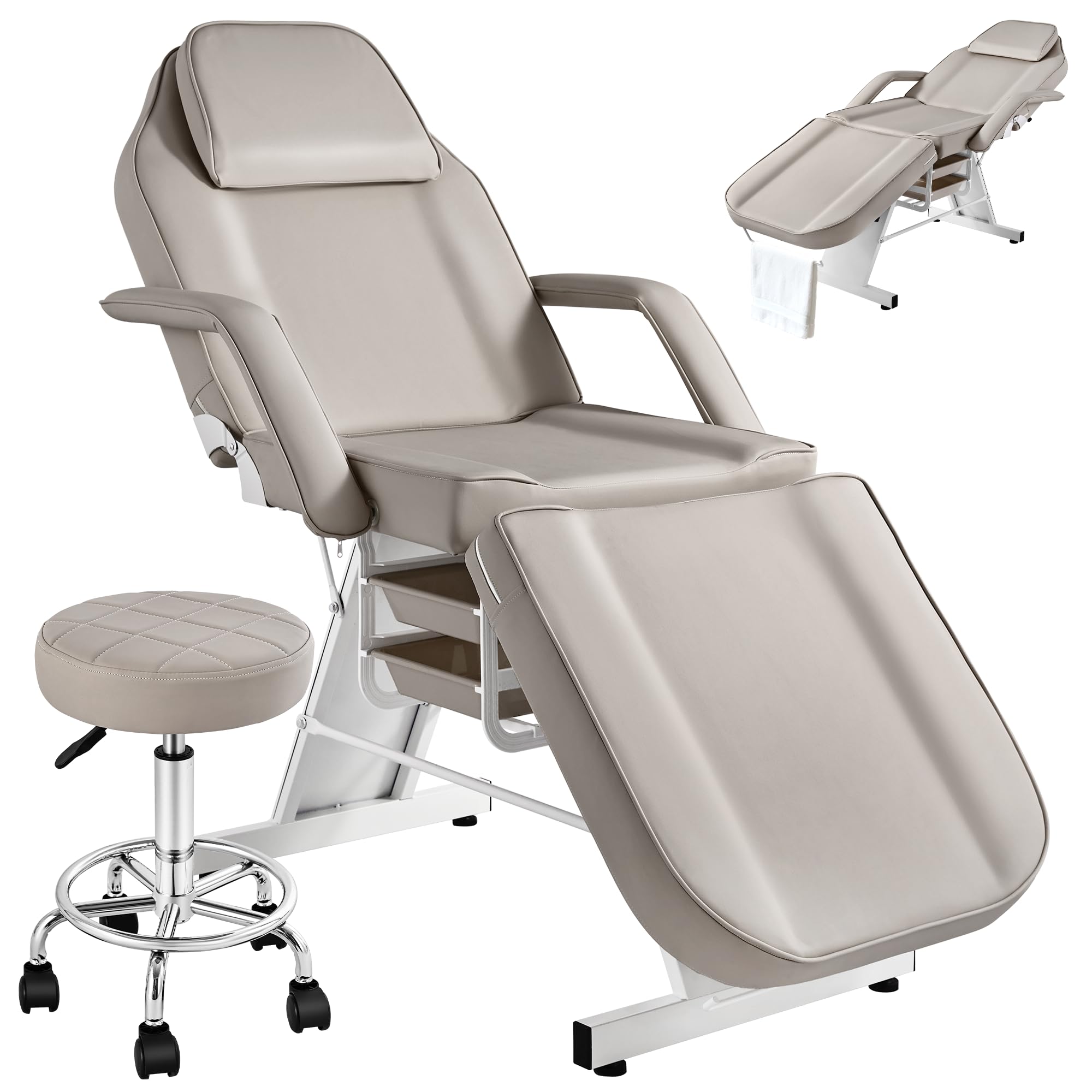 Tattoo Facial Chair for Client, Multipurpose Tattoo Chair Bed, Adjustable Beauty Spa & Salon Equipment for Tattoo Shop Furniture