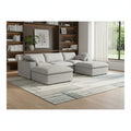 120 Light Gray Linen Blend Modular Universal Sofa With Ottoman And Storage
