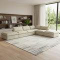 160 Khaki Linen Blend Modular Armless Sofa With Ottomans Toss Pillows And Storage