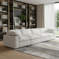160 White Linen Blend Modular Sofa With Toss Pillows