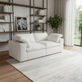 80 White Linen Blend Modular Loveseat and Toss Pillows