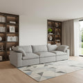 120 Light Gray Linen Blend Modular Sofa With Toss Pillows