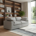80 Light Gray and Black Linen Blend Modular Loveseat