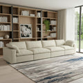 160 Khaki Linen Blend Modular Sofa With Toss Pillows