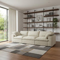 120 Khaki Linen Blend Modular Sofa With Toss Pillows
