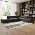 160 Black Linen Blend Modular Armless Sofa With Ottomans And Storage