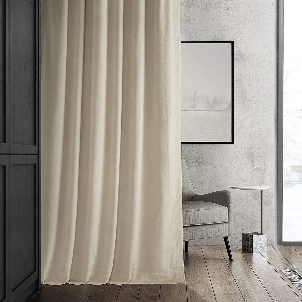 Hpd Half Price Drapes Signature Velvet Thermal Blackout Curtains For Living Room 84 Inch Long (1 Panel) Rod Pocket Insulated Blackout Curtains For Bedroom Window Curtains, 50W X 84L, Neutral Ground