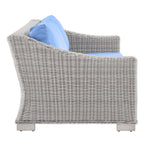 Modway Conway Outdoor Patio Wicker Rattan, Sofa, Light Gray Light Blue