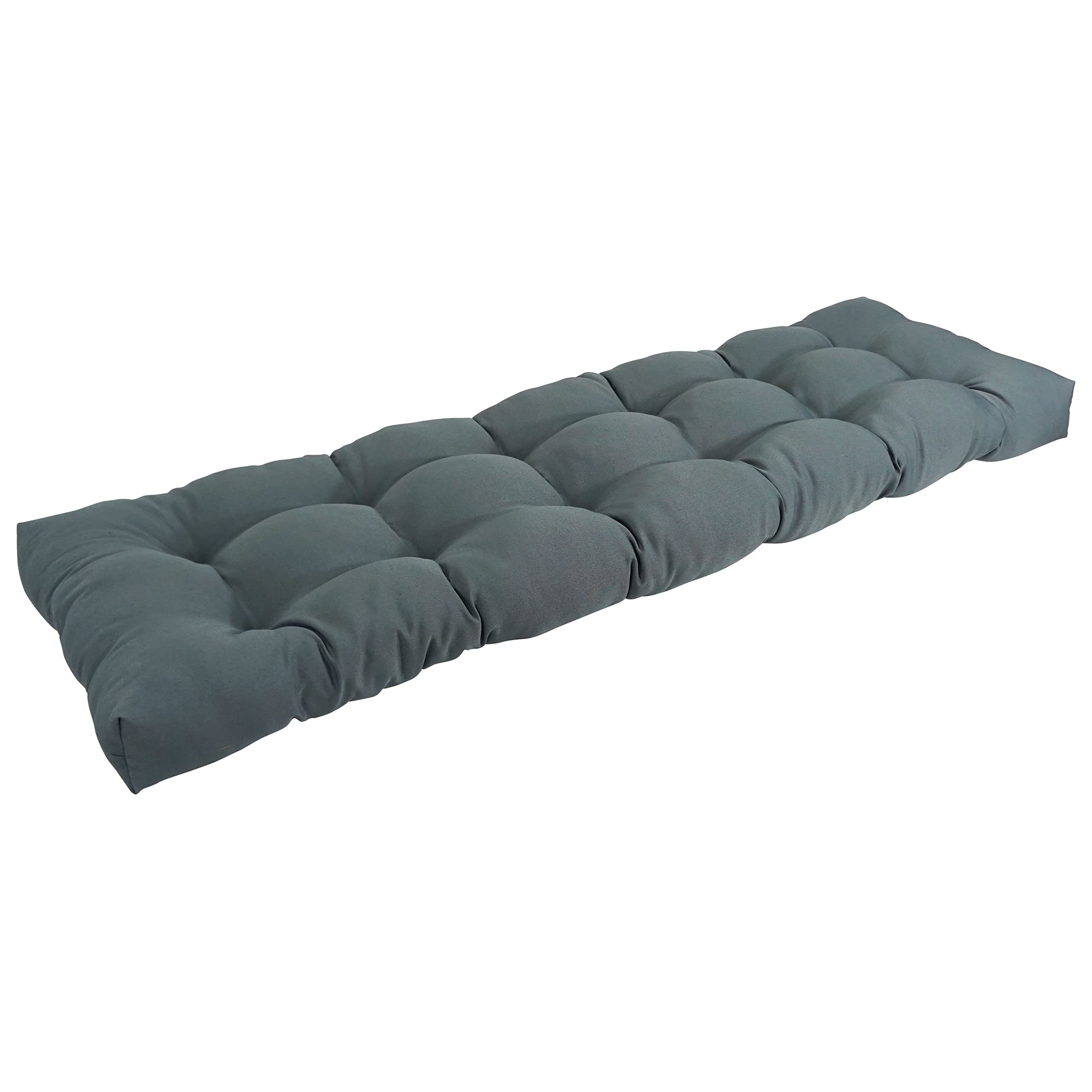 Blazing Needles Twill Tufted Bench Cushion, 60 x 19, Steel Grey