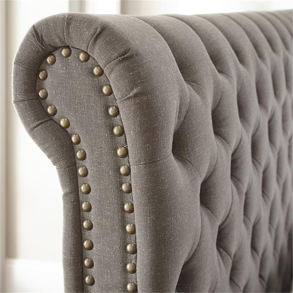 Steve Silver Swanson Tufted King Sleigh Bed in Gray