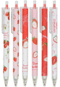 Yyaaloa 12Pcs Cute Strawberry Pens Black Gel Ink Pens Retractable 0.5Mm Gel Pens Nice Gifts Fun Pens For Kids Girls Boys Christm