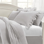 Lush Decor Reyna Ruffle Daybed Set - 6 Piece Cozy Ruffled Bedding Set - Timeless Elegance And Comfort - 68'' W X 92'' L, Light G
