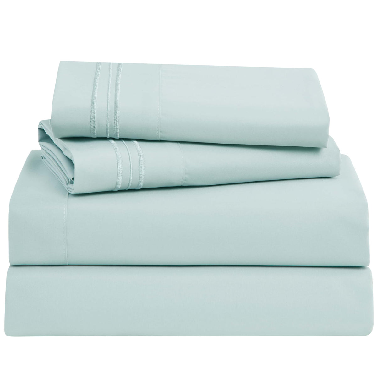 Clara Clark Bed Sheets, Premier 1800 Series 4 Piece Bed Sheet Set, Deep Pocket, Wrinkle, Fade, Stain Resistant, Luxury Soft Bedding Sheets & Pillowcases, Queen, Light Blue Aqua