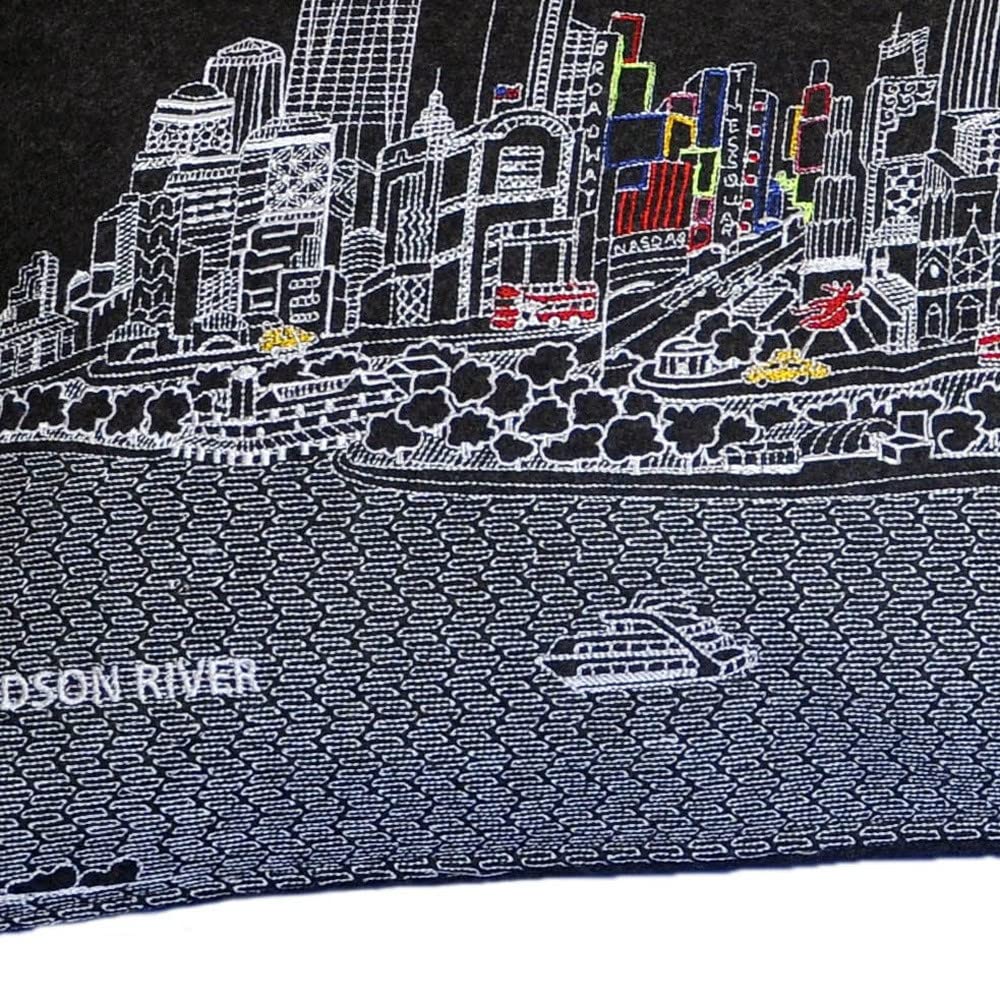 HomeRoots Grey 35' Black and White NYC Nighttime Skyline Standard Lumbar Decorative Pillow