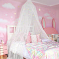 emopaw White Bed Canopy with 3D Glow-in-The-Dark Stars Glow in Dark, Large Mosquito Net Full Cover Twin/Full/Queen/King Bed, Hom