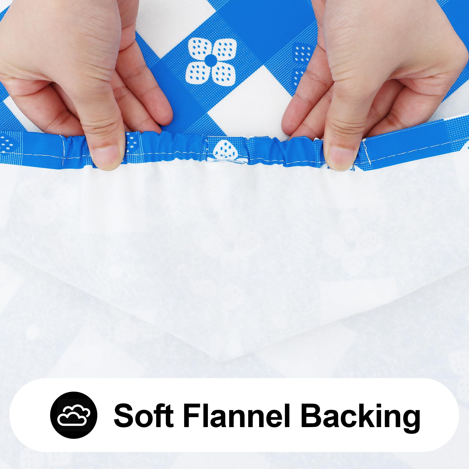 Spotjoy Rectangle Picnic Table Cloth, Waterproof Elastic Fitted Outdoor Table Covers For 6 Foot Tables, Flannel Backed Plastic V