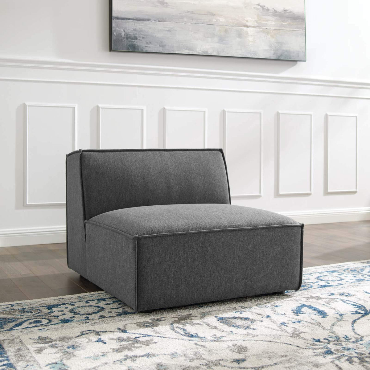Modway Eei3872Cha Restore Sectional Sofa Armless Chair, Charcoal