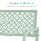 Best Choice Products Outdoor Bench 2-Person Metal Steel Benches Furniture For Garden, Patio, Porch, Entryway W/Geometric Backrest, 790Lb Capacity - Mint Green