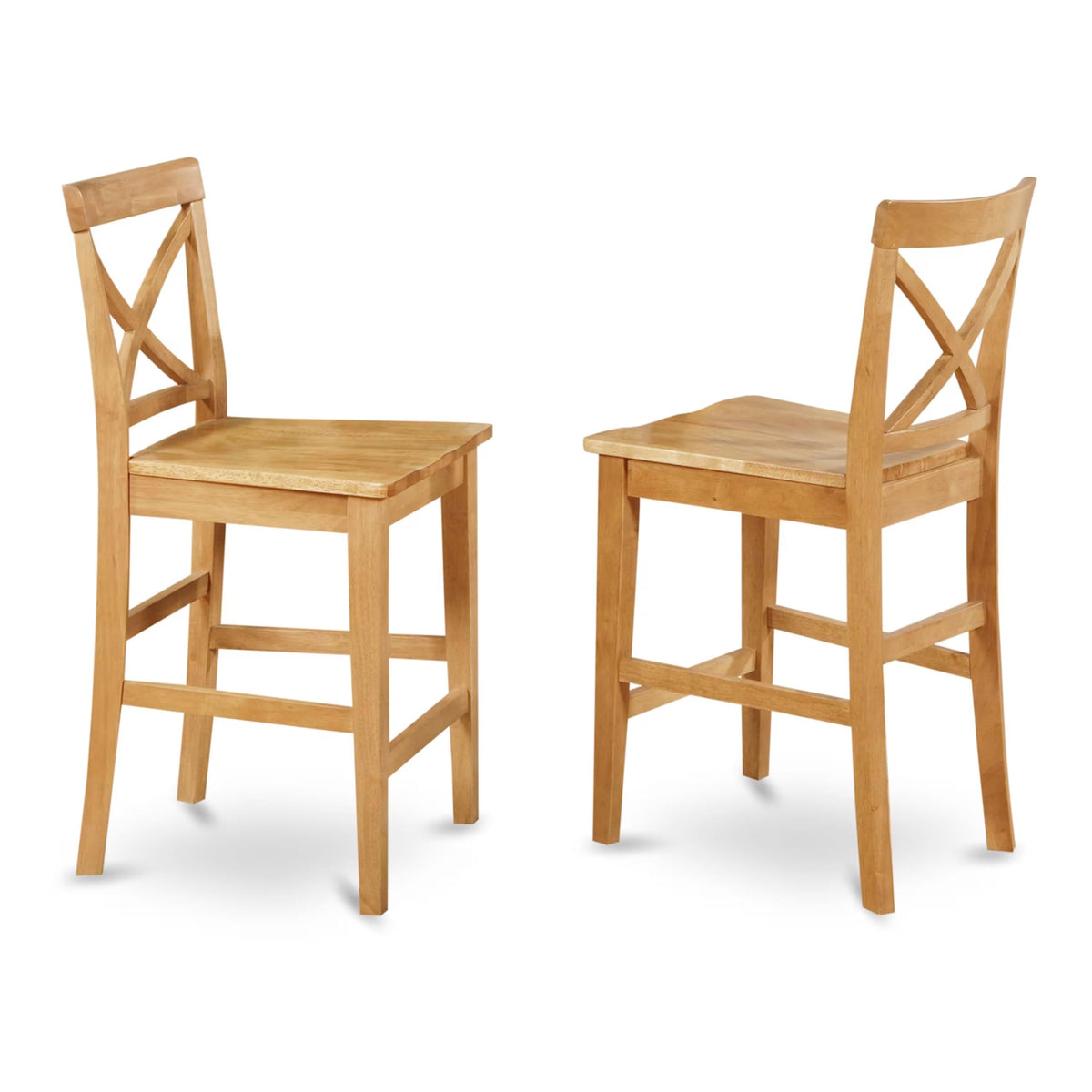 East West Furniture JAPB5-OAK-W 5 Piece Counter Height Dining Table Set Includes a Round Kitchen Table with Pedestal and 4 Dining Chairs, 36x36 Inch, Oak