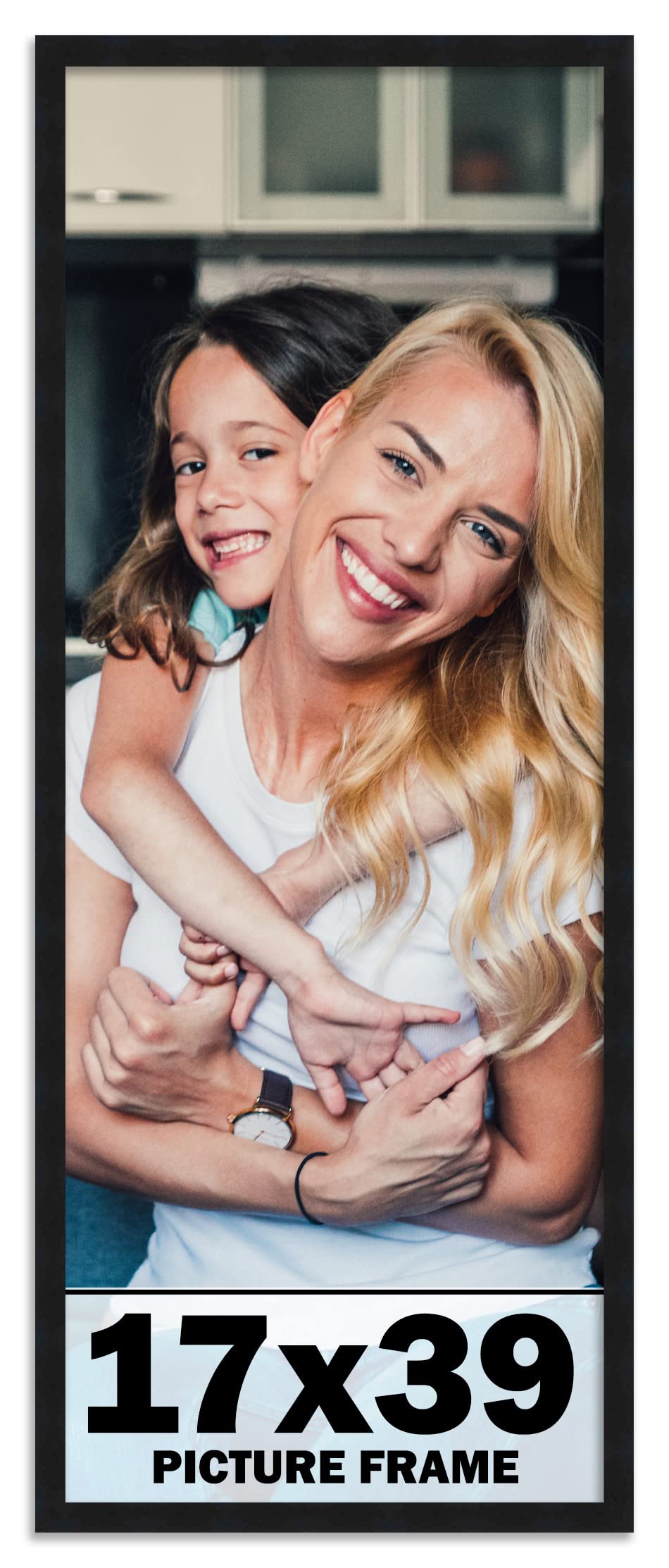 17x39 Frame Black Picture Frame - Complete Modern Photo Frame Includes UV Acrylic Shatter Guard Front Acid Free Foam Backing Boa