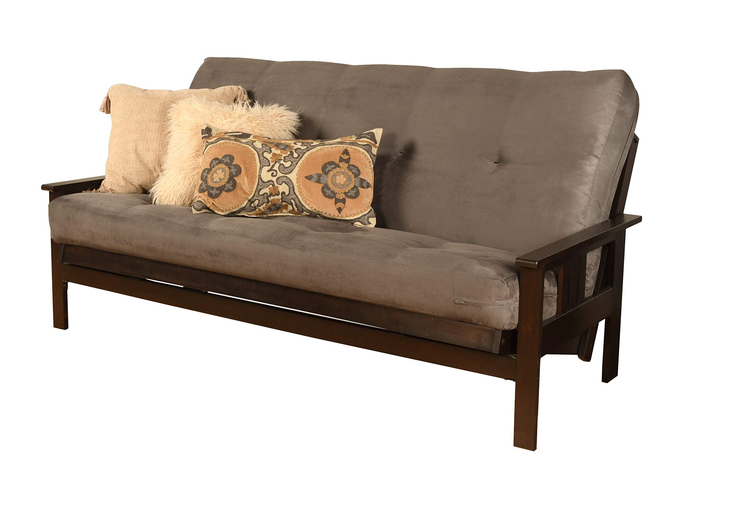 Kodiak Furniture Monterey Full Futon With Suede Fabric Mattress In Gray/Espresso