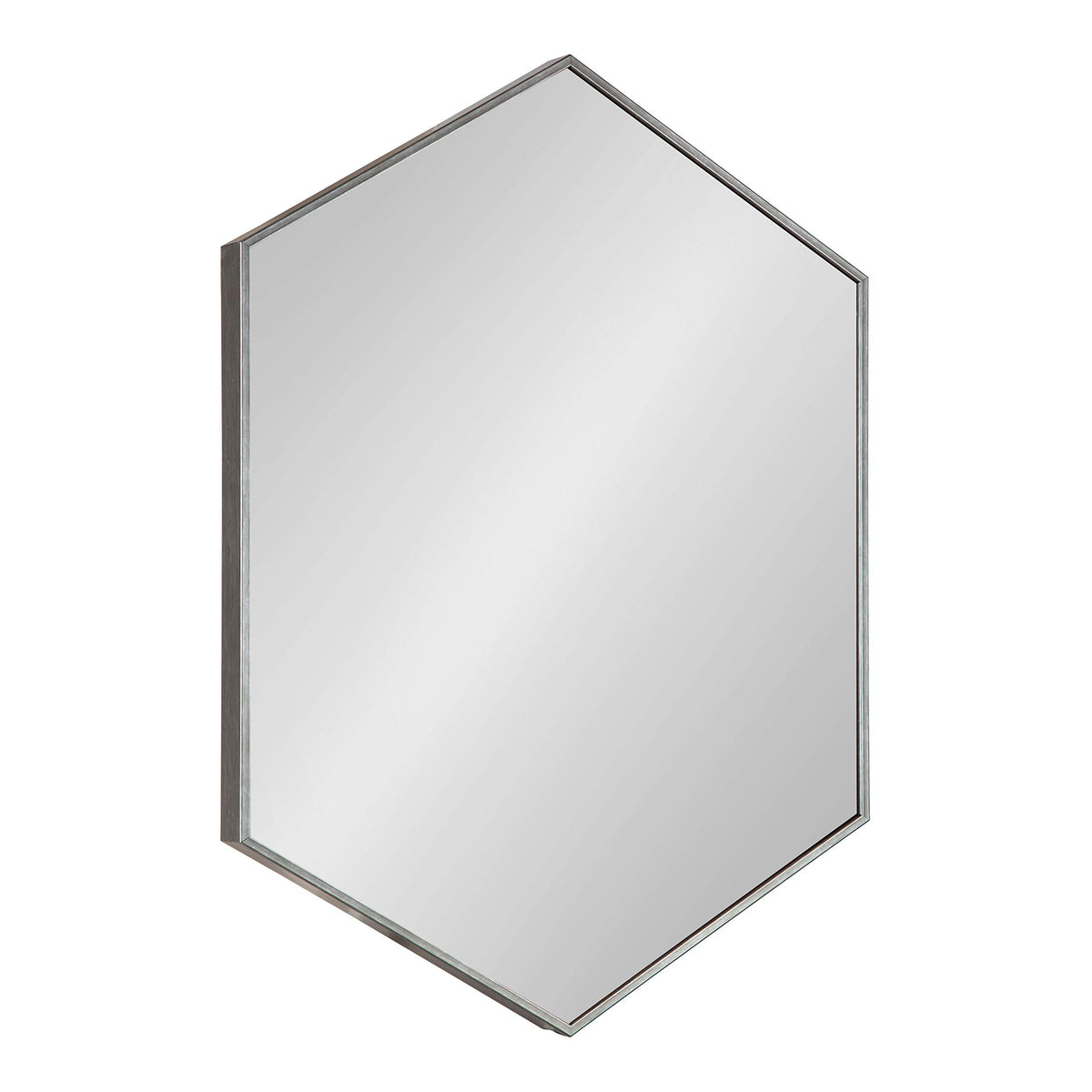 Kate and Laurel Rhodes Modern Hexagon Wall Mirror, 31 x 22, Dark Silver, Chic Geometric Wall Mirror