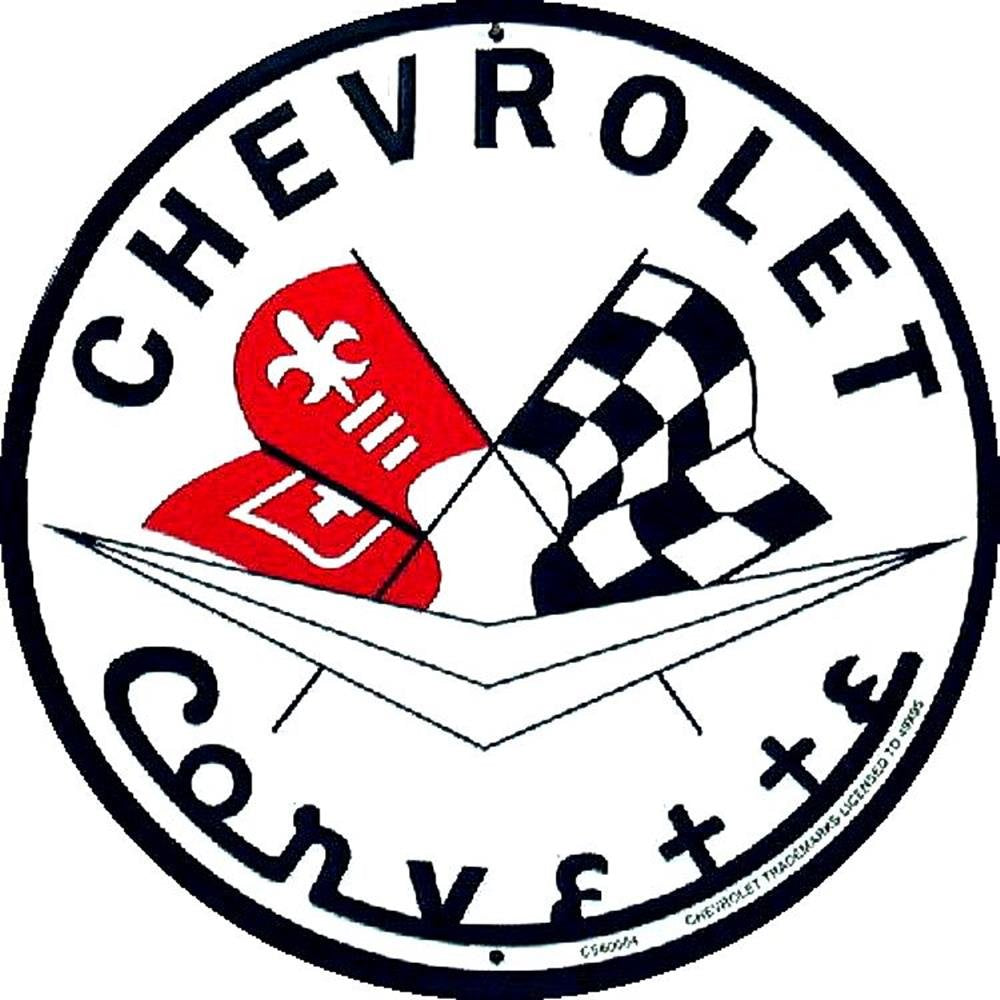 Signs 4 Fun Round Sign | Chevy Corvette Sign | 12    Diameter | Embossed Aluminum Sign | Made in the USA