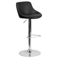 Flash Furniture Dale Contemporary Black Vinyl Bucket Seat Adjustable Height Barstool with Chrome Base
