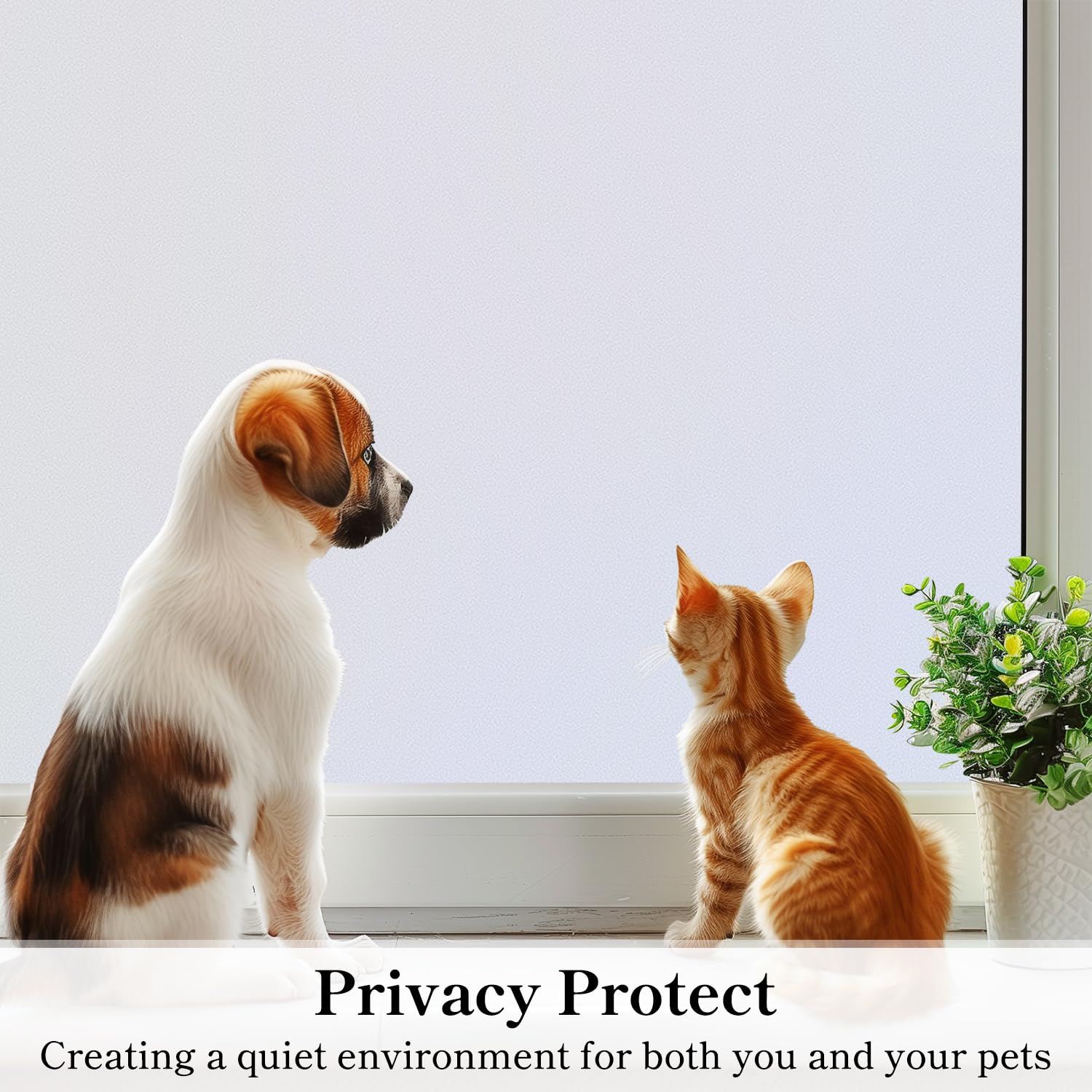 Duofire Privacy Window Film Frosted Glass Film Matte White Static Cling Glass Film No Glue Anti-Uv Window Sticker Non Adhesive F
