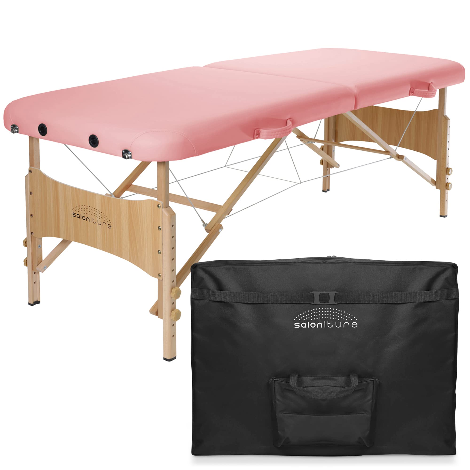 Saloniture Basic Portable Folding Massage Table - Pink