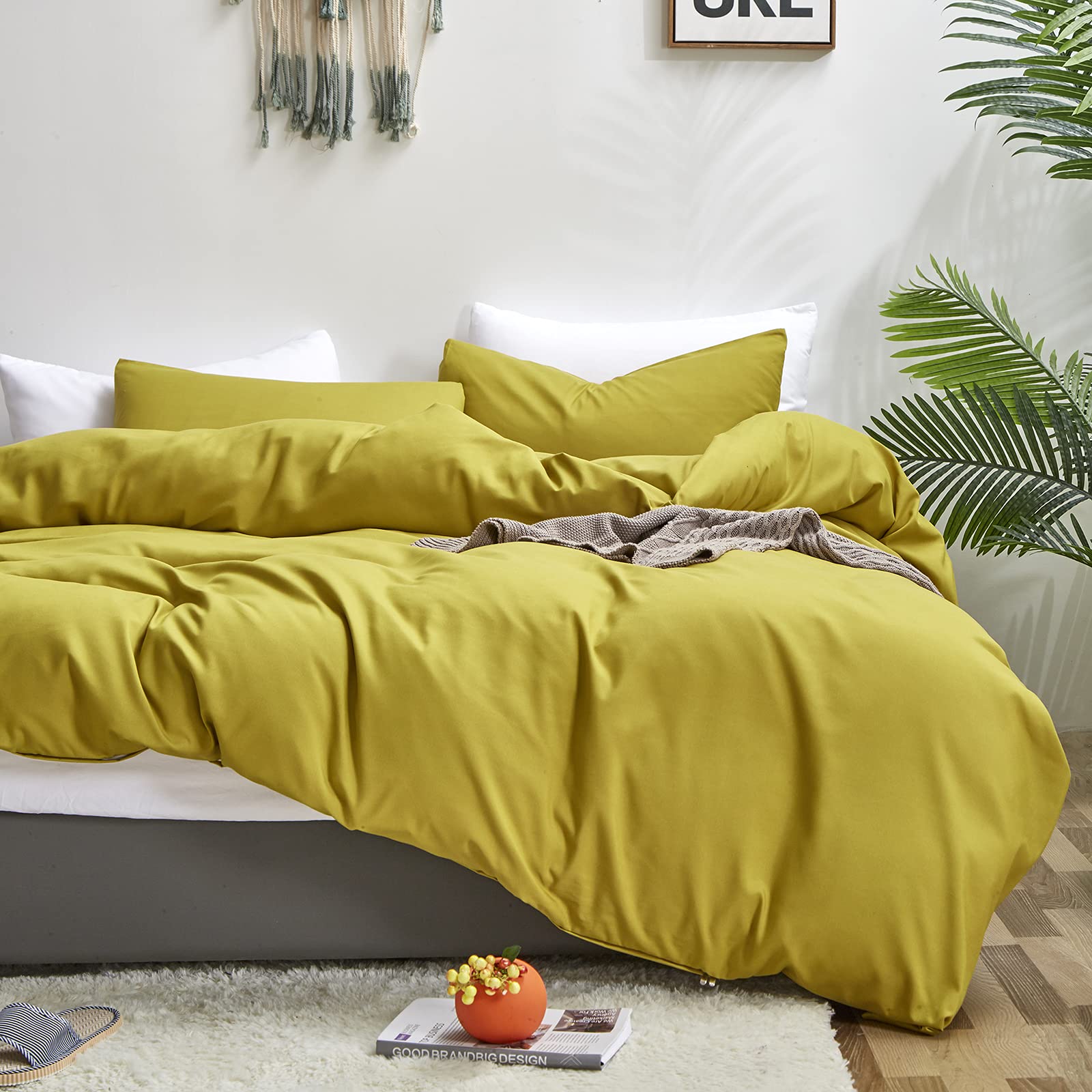 Clothknow Moss Green Comforter Sets Twin Chartreuse Bedding Comforter Set Green Comforter Soft Cozy Bed Bedding Yellow Bedding 3Pcs Comforter Sets