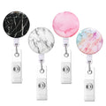 Retractable Badge Holder, Nursing Badge Reel With Alligator Clip,Cute Badge Clip On Id Card Holders (Marble 4Pack)