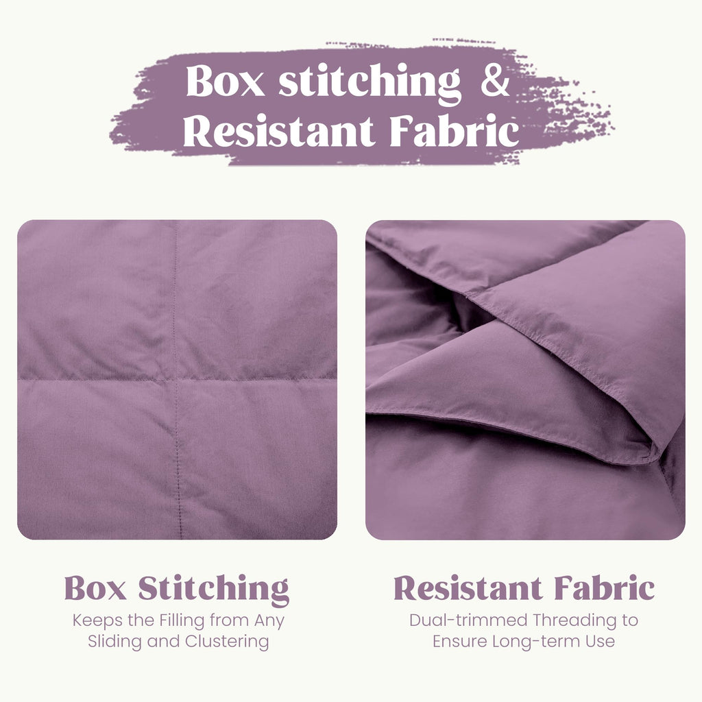 puredown Soft Feather Down Throw Blanket Lightweight Packable Couch Throw Lavender 50"X70"