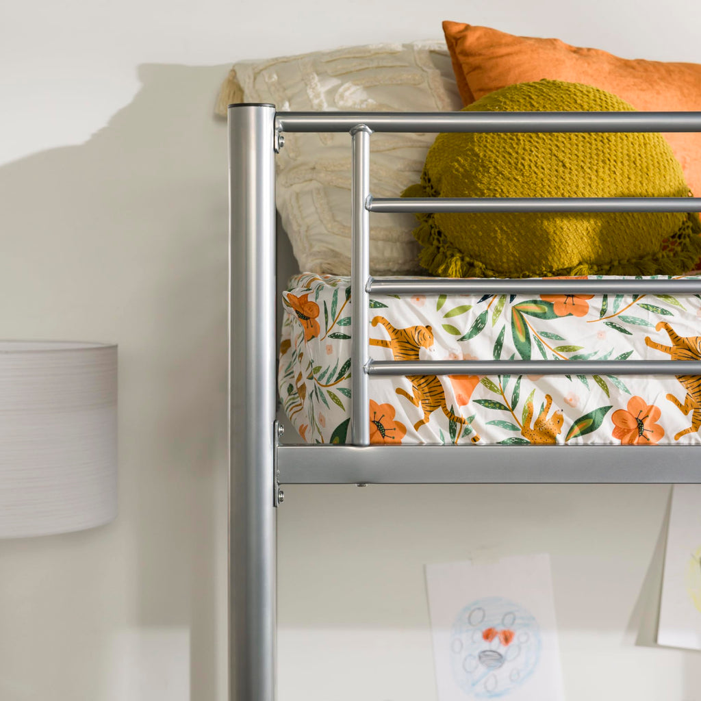 Walker Edison AZTOLSL Urban Modern Loft Bed Frame Powder-Coated Steel Silver Twin